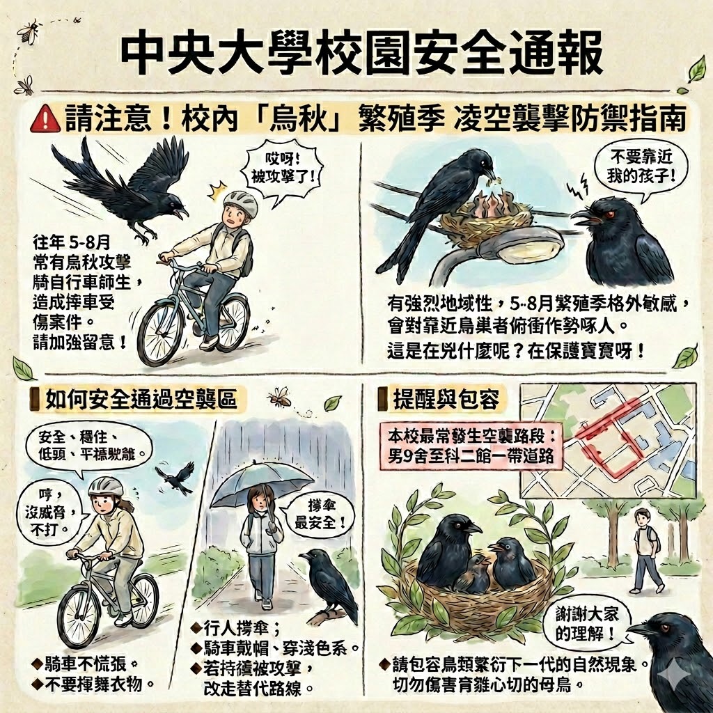 校園安全通報-烏鶖繁殖季 凌空襲擊防禦指南